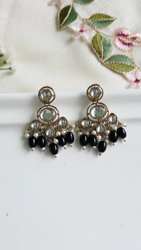 Inaya Black Kundan Chandbalis
