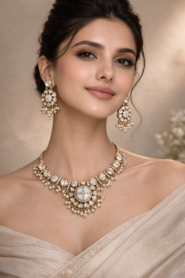 Adhira Pure Kundan, Epoxy And AD Stone Necklace Set