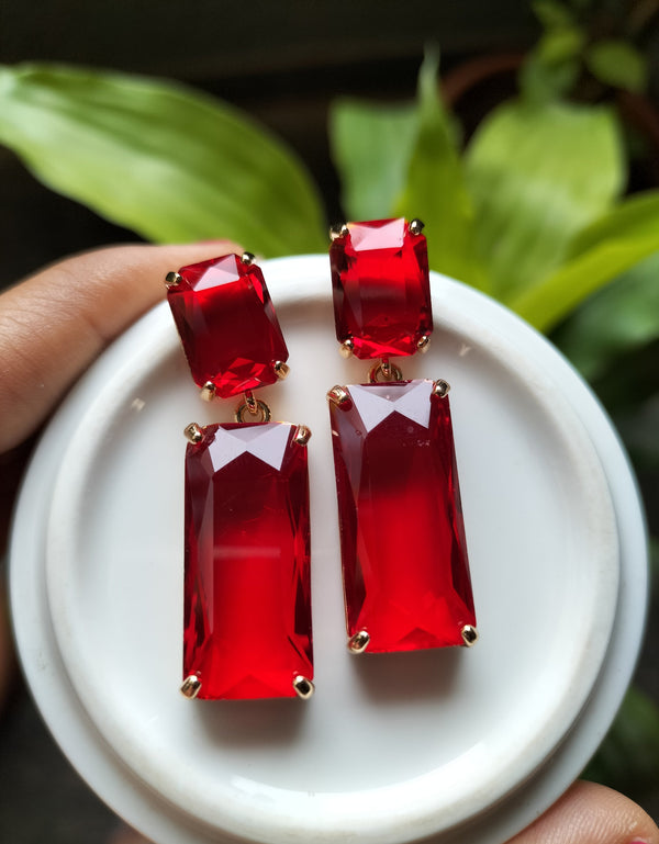 Gia Sapphire Blue Rectangle Drop Earrings