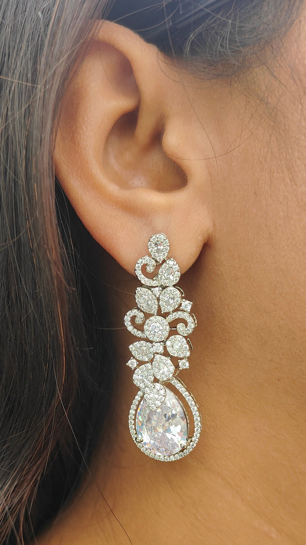 Kiara Pear Shape Premium American Diamond Earrings