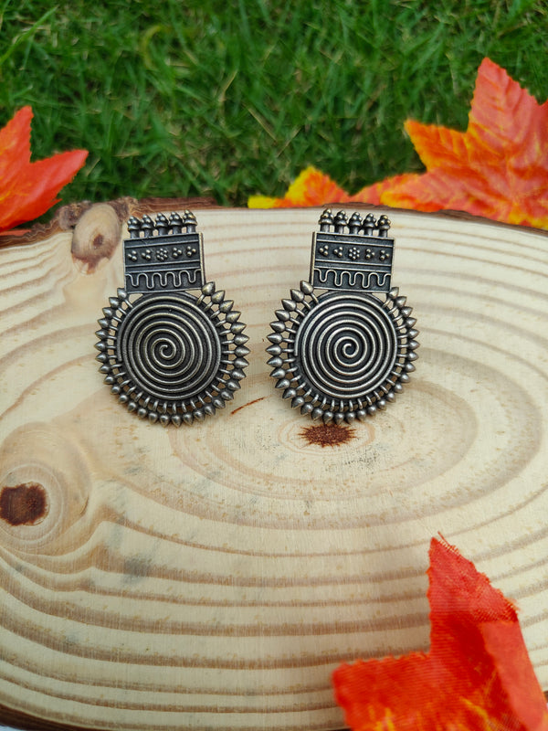 Diya Silver Replica Spiral Design Earrings
