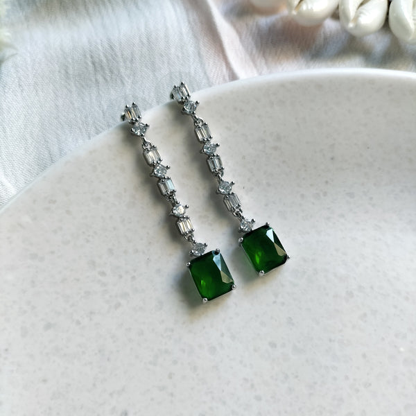 Gia Long Red Glass Stone Drop Earrings