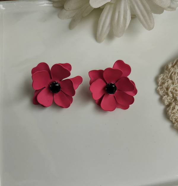 Gia Floral Pink Stud Earring