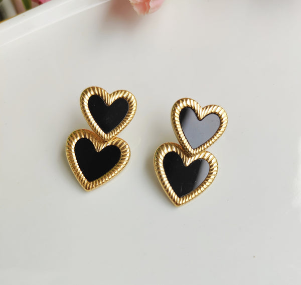 Gia Double Heart Stud Earrings
