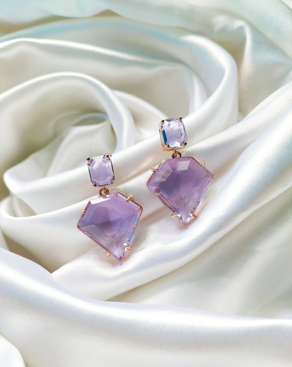 Gia Radiant Ruby Red Diamond-Cut Drop Earrings