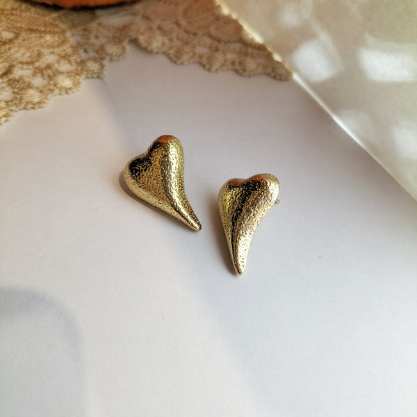 Gia Golden Heartfelt Stud Earrings