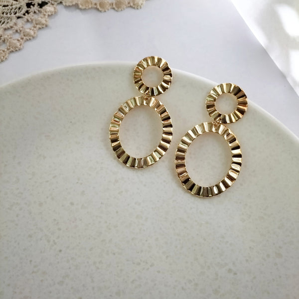 Gia Anti Tarnish Double Circle Drop Earrings