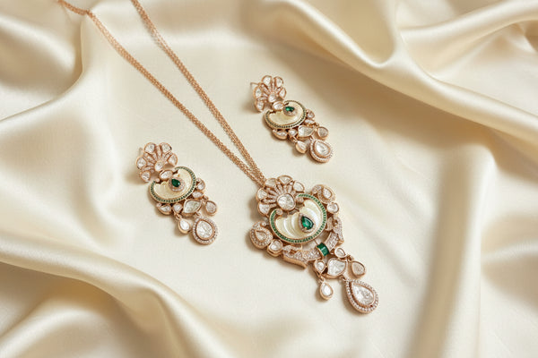 Adhira Emerald Premium Kundan Statement Set