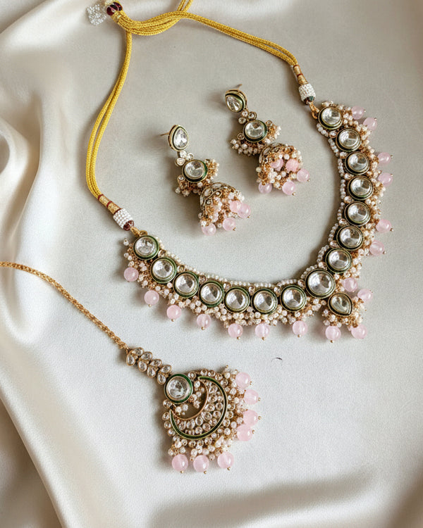 Adhira Kundan And Pearl Necklace Set