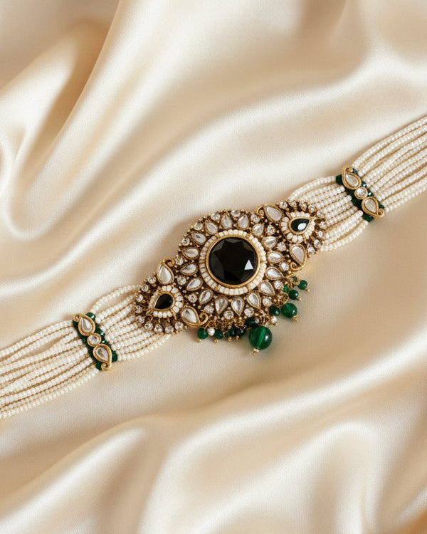 Adhira Kundan Polki-Style Choker Necklace Set