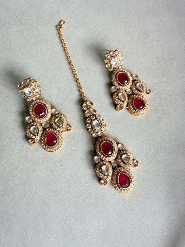 Adhira Grand Ruby And Kundan Necklace Set
