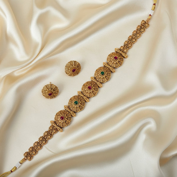 Lavanya Antique Floral Choker Necklace Set