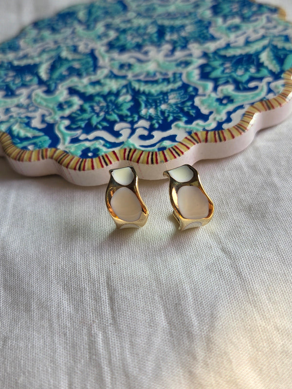Gia White Enamel Hoop Earrings
