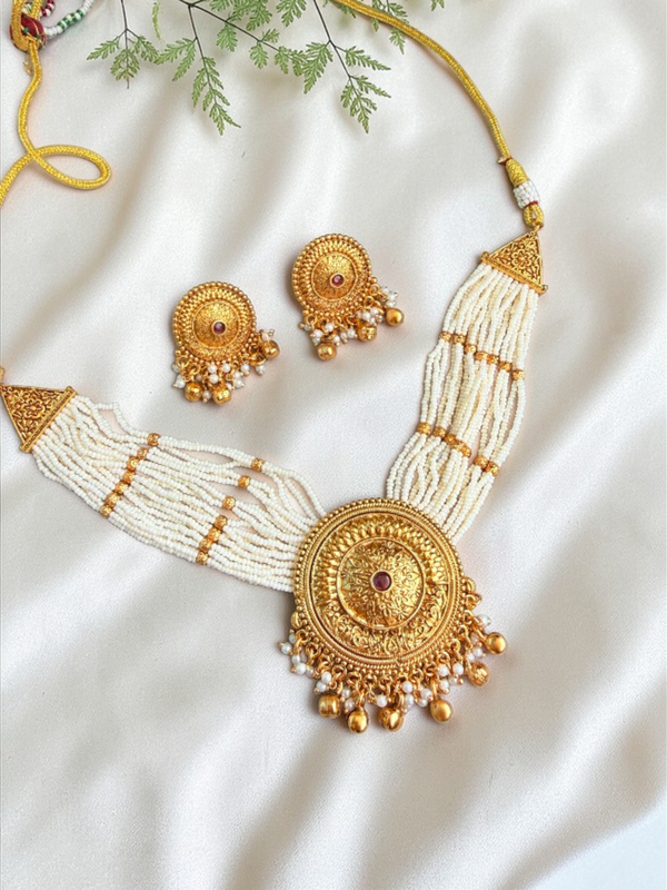 Lavanya Pearl And Antique Necklace Set