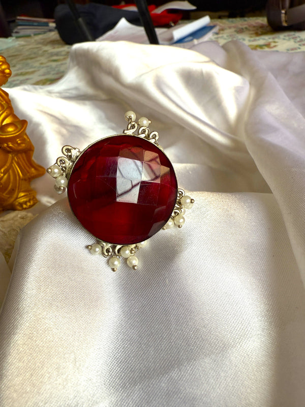 Alia Maroon Stone Finger Ring