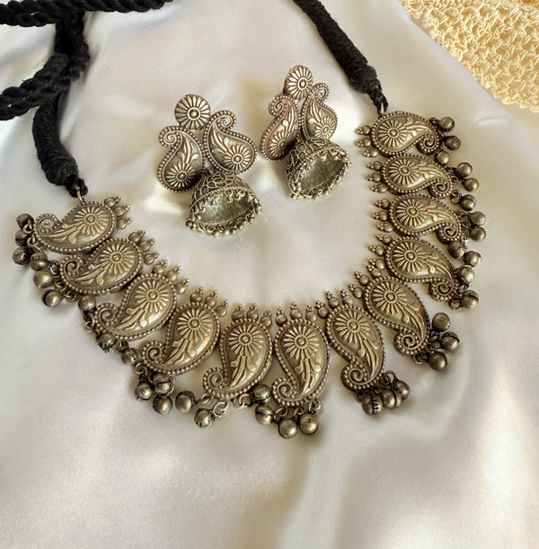 Myra Silver look Alike Necklace With Jhumki