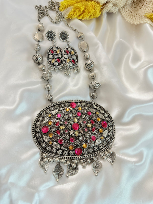 Myra Multi Color Oxidize Long Necklace
