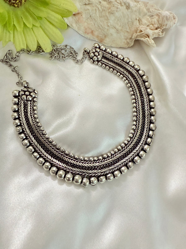 Myra Oxidize silver Necklace