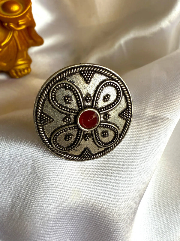 Alia Ruby Stone Oxidize Ring