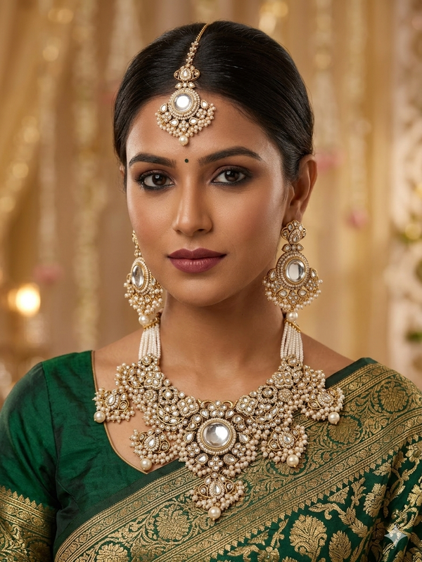 Adhira Royal Polki Kundan Necklace Set