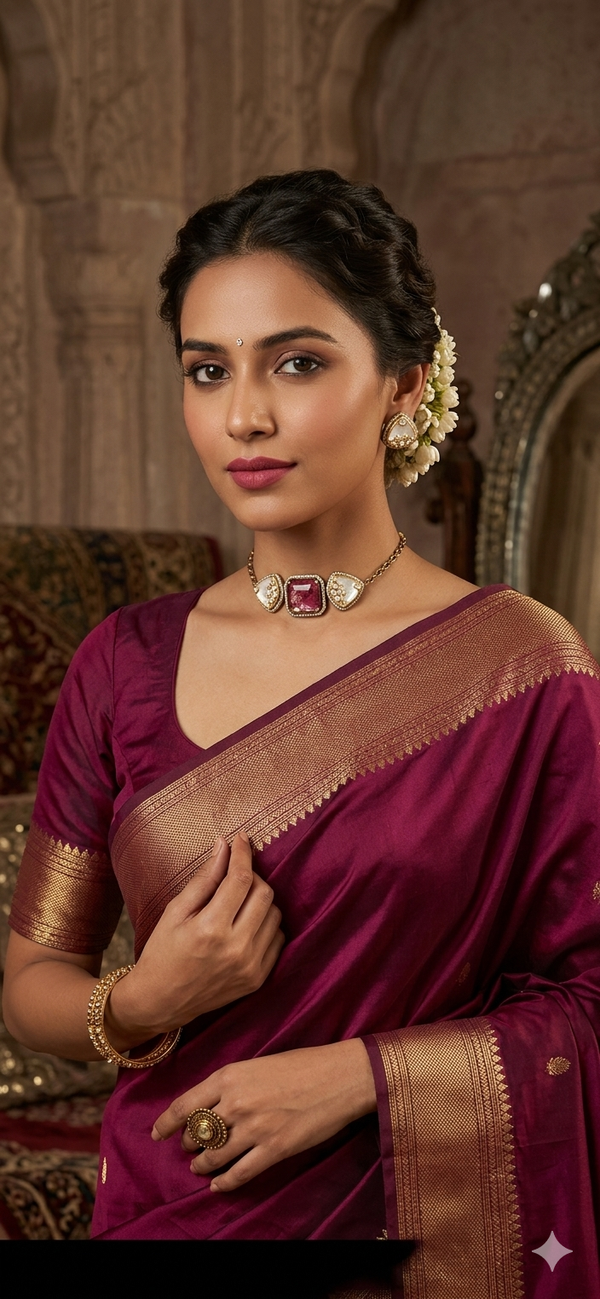 Adhira Doublet Stone Premium Choker  Necklace Set