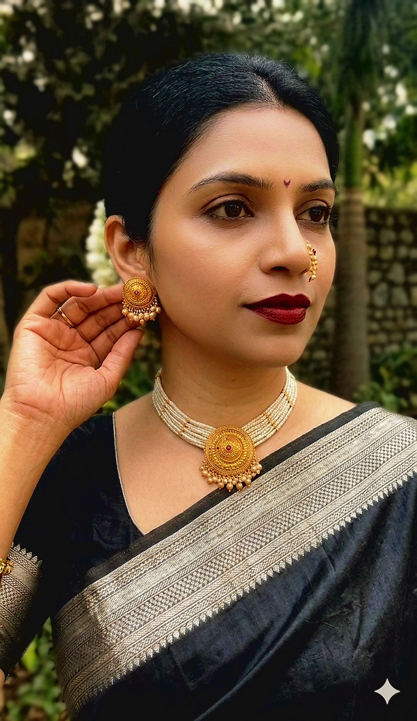 Lavanya Pearl And Antique Necklace Set