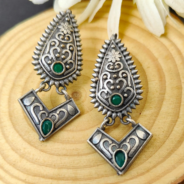Diya Oxidize Silver Earring
