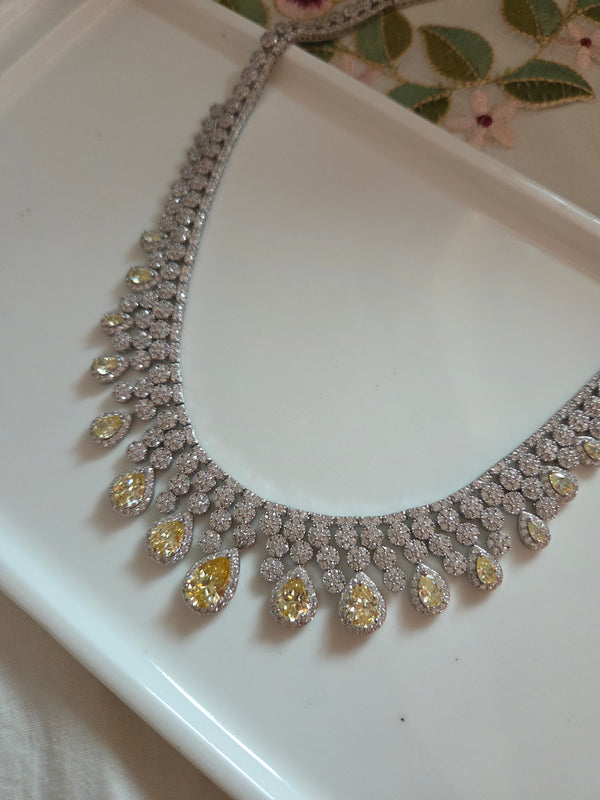 Kavya Premium Yellow Color AD Necklace