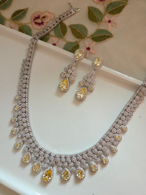 Kavya Premium Yellow Color AD Necklace