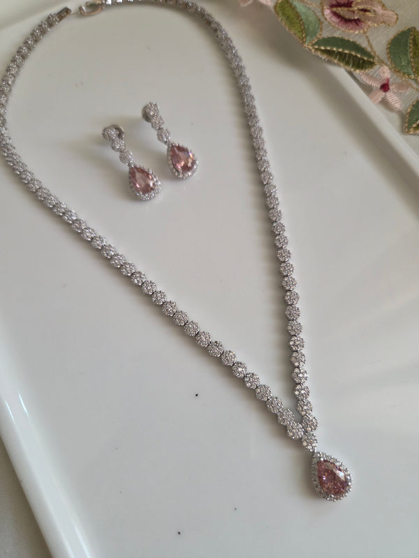 Kavya Premium Pink Color AD Necklace