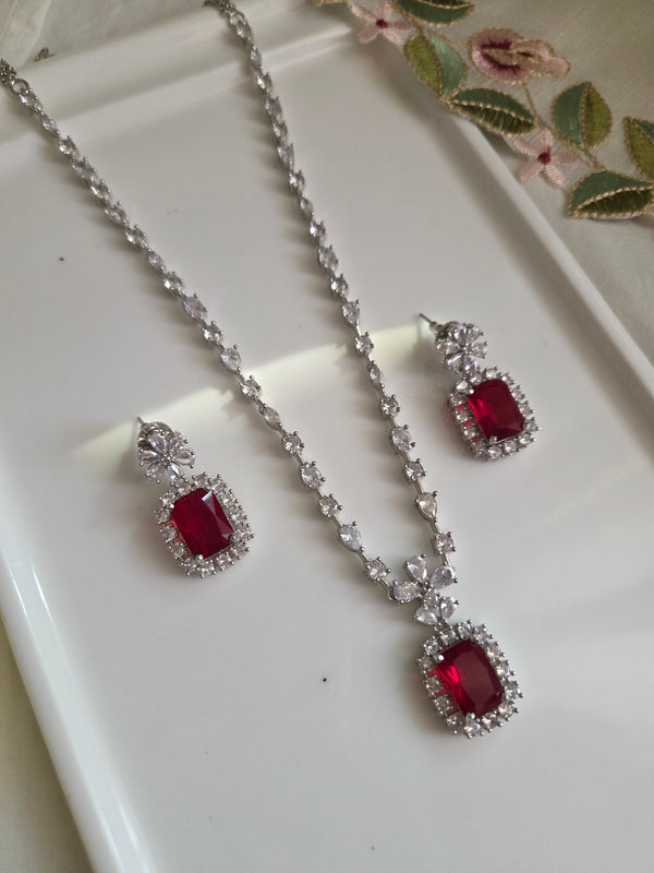 Kavya Ruby Color AD Necklace