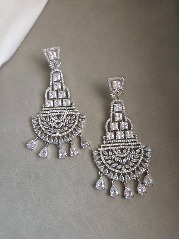 Kiara Elegant Geometric AD Drop Earrings