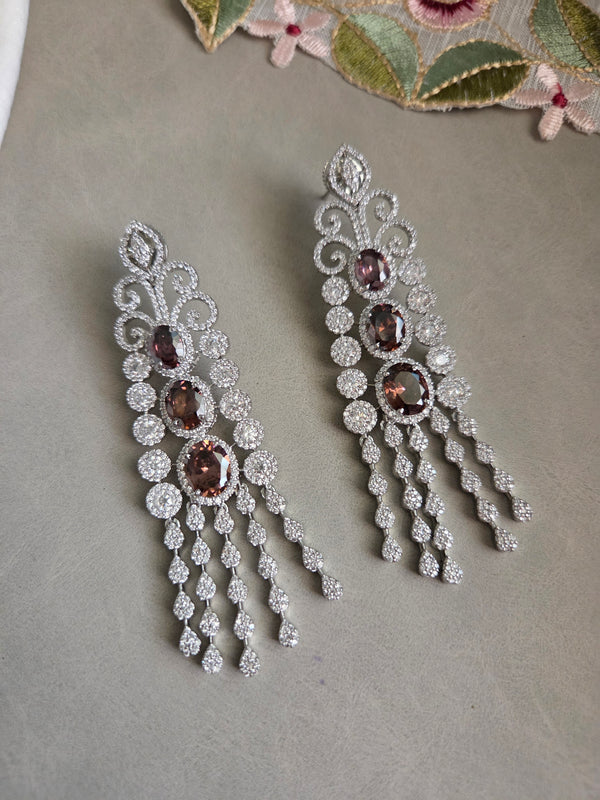 Kiara Premium American Diamond Statement Long Earrings