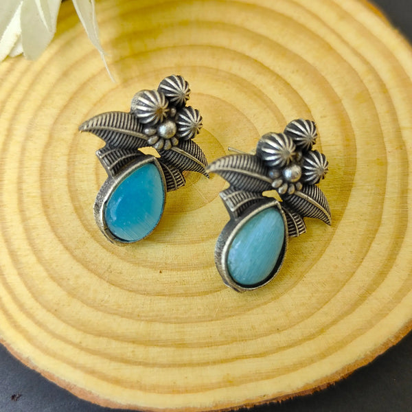 Diya Small Blue Stone Stud Earring