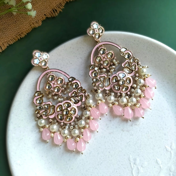 Inaya Peach Floral Chandbalis