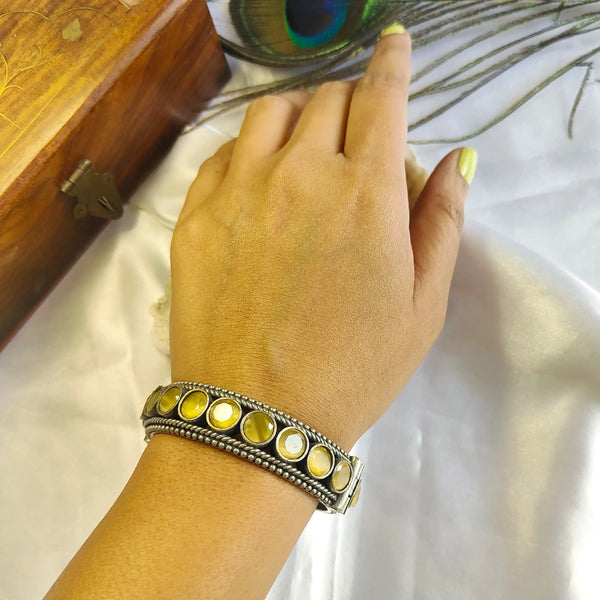 Anjali Silver Replica Yellow Stone Kada