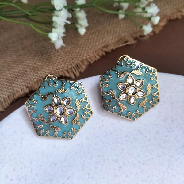 Inaya Geometric Shape Sky Blue Minakari Earring