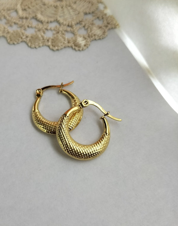 Gia Lustrous Textured Gold Hoops