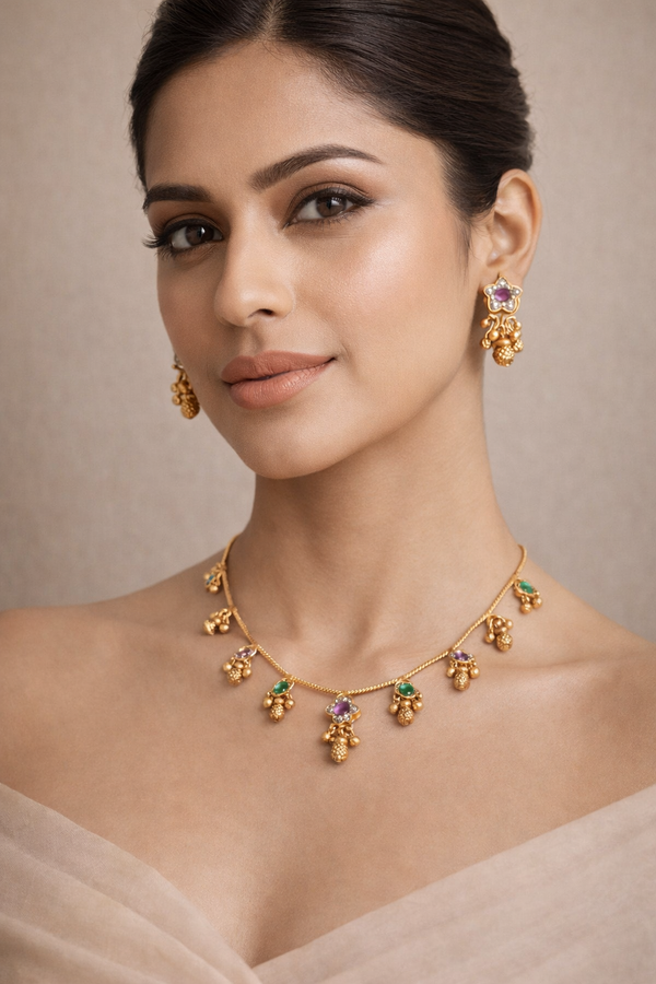 Lavanya Blossom Drop Chain Necklace Set