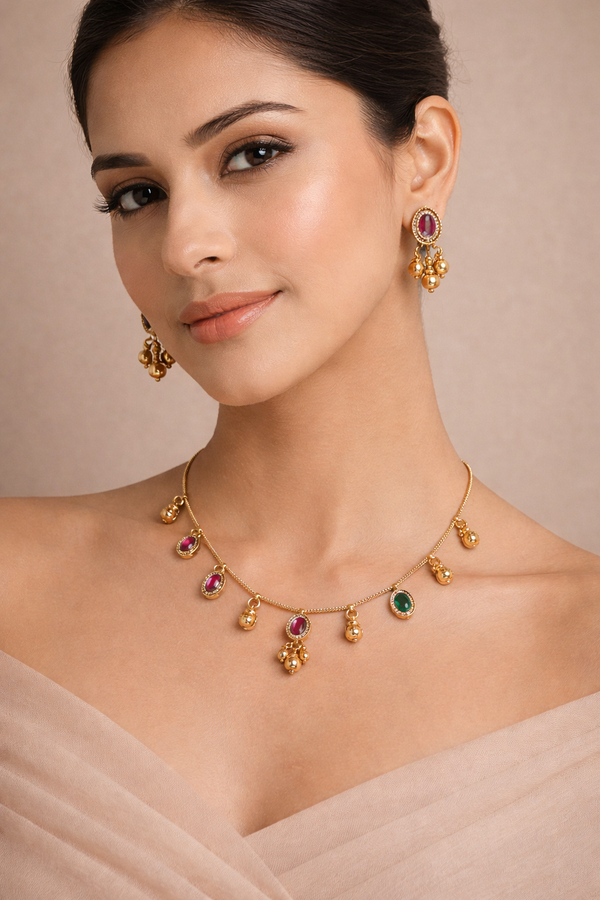 Lavanya Gold-Toned Chain Necklace Set