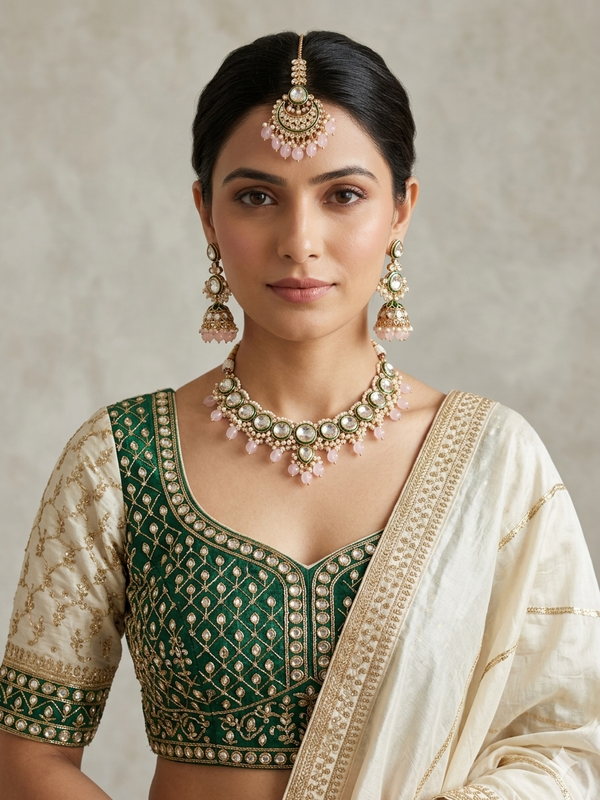 Adhira Kundan And Pearl Necklace Set