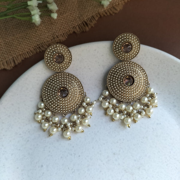 Inaya Golden Drop Earrings With Pearls Drop