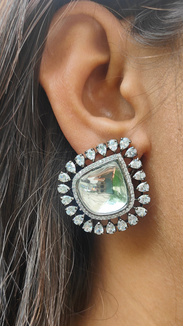 Kiara White Gemstone American Diamond Stud Earring
