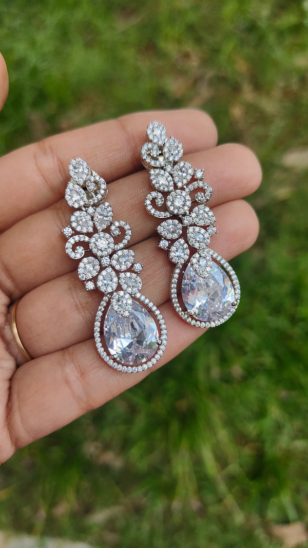 Kiara Pear Shape Premium American Diamond Earrings