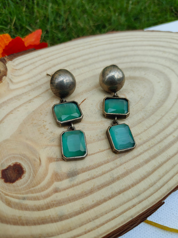 Diya AD Stone Silver Replica Liner Drop Earrings