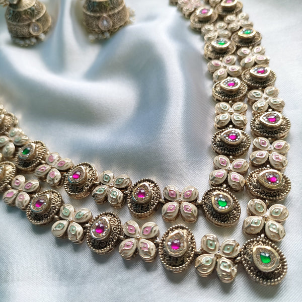 Adhira Premium Double Layered Meenakari Necklace Set