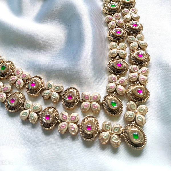Adhira Premium Double Layered Meenakari Necklace Set