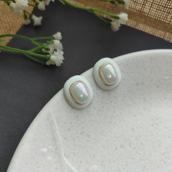 Gia White Pearl Stud Earrings