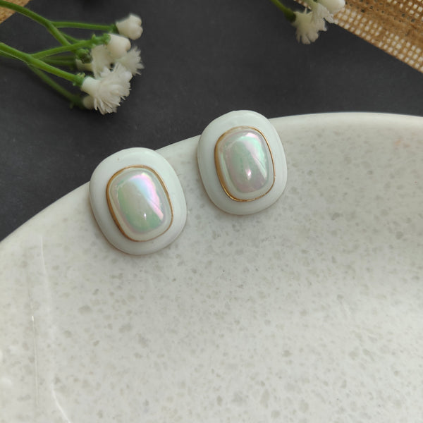 Gia White Pearl Stud Earrings