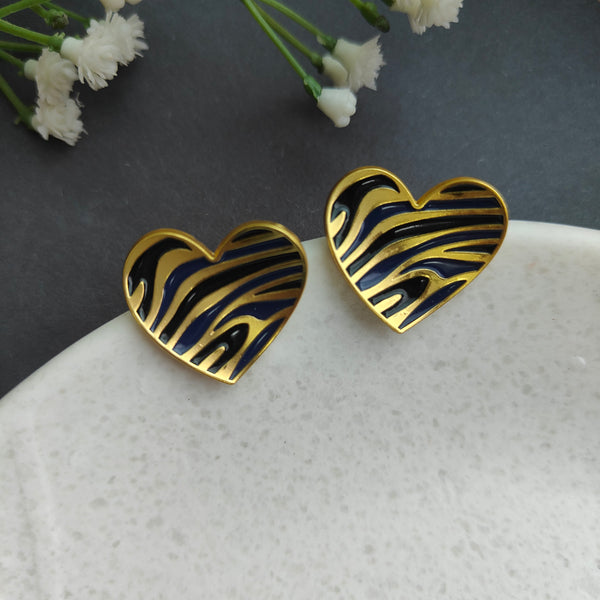 Gia Zebra Stripe Heart Shape Stud Earring